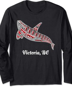 Victoria, BC Canada Native Upward Orca Killer Whale Long Sleeve T-Shirt