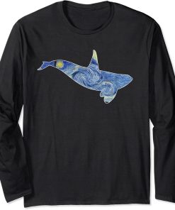 Orca Van Gogh Starry Night Art Van Gogh Painting Whale Long Sleeve T-Shirt