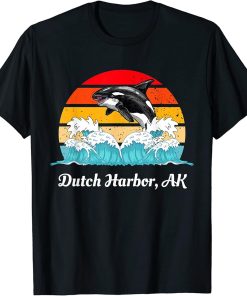 Vintage Dutch Harbor AK Distressed Orca Killer Whale Art T-Shirt