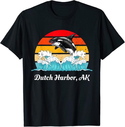 Vintage Dutch Harbor AK Distressed Orca Killer Whale Art T-Shirt