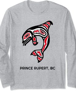 Prince Rupert BC Native Fishermen Tribal Orca Killer Whale Long Sleeve T-Shirt