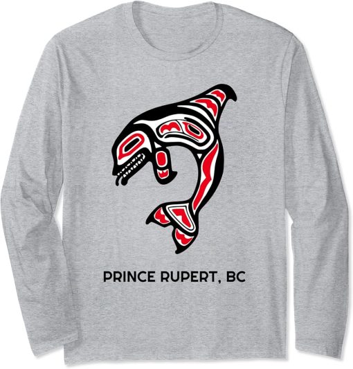 Prince Rupert BC Native Fishermen Tribal Orca Killer Whale Long Sleeve T-Shirt