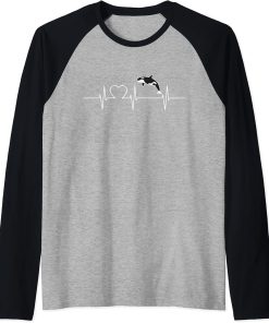 Orcas Cool Heartbeat Design with a Orca Raglan Baseball Tee